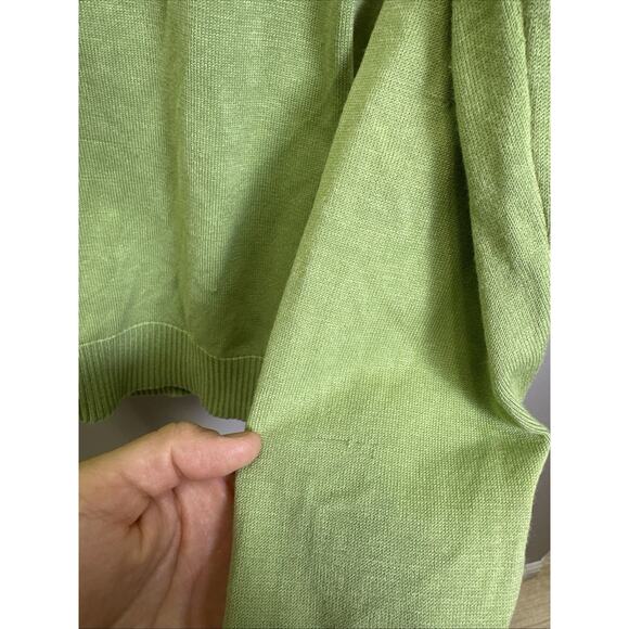 August Silk Cardigan Sweater Women’s L Button Front Silk Blend Green Y2K Preppy - Picture 7 of 9